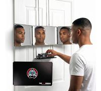 LIPFISBARBERSHOP.COM Lo specchio LED 360 - Ganci telescopici regolabili e vassoio integrato - Specchio compatto a 3 vie per tagli di capelli e cura personale da uomo