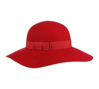 LIPODO Cappello a Tesa Larga Uni Donna - Made in Italy da con Nastro Grosgrain Inverno Autunno/Inverno - Taglia Unica Rosso