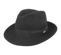 LIPODO Cappello di Feltro Basic Bogart Donna/Uomo - Made in Italy Fedora Lana con Nastro Grosgrain Estate/Inverno - L (58-59 cm) Nero