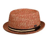 LIPODO Cappello di Paglia Carignano Pork Pie Uomo - Made in Italy da Sole con Fascia Pelle, Nastro Grosgrain Estate Primavera/Estate - L (58-59 cm) Rosso-Melange