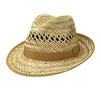 LIPODO Cappello di Paglia Carovigno Vented Donna/Uomo - Made in Italy da Sole Cappelli Spiaggia con Nastro Grosgrain, pistagna Estate Primavera/Estate - M (56-57 cm) Natura