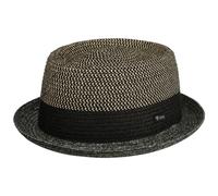 LIPODO Cappello di Paglia Ennario Pork Pie Uomo - Made in Italy da Sole Primavera/Estate Estate - L (58-59 cm) Antracite
