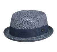 LIPODO Cappello di Paglia Ennario Pork Pie Uomo - Made in Italy da Sole Primavera/Estate Estate - L (58-59 cm) Blu