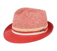 LIPODO Cappello di Paglia Melanto Trilby Donna/Uomo - Made in Italy da Giardiniere Sole Cappelli Spiaggia Primavera/Estate Estate - S (54-55 cm) Rosso-mélange