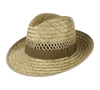 Lipodo Cappello di Paglia Uomo/Donna - Alto qualità Cappello Paglia Italiana - Primavera Estate - Stile Bogart - Tesa Larga 7cm - Design Unisex - Diverse Taglie - Elegante Nastro Gros-Grain Oliva