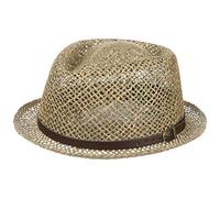 LIPODO Coyuca Vented Pork Pie Cappello di Paglia per Lui e per Lei - Cappello da Sole 100% Paglia - Prodotto in Italia - Cappello Estivo con Cordoncino in Pelle Naturale XL (60-61 cm)