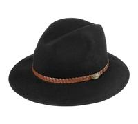 LIPODO Outdoor Traveller Cappello Traveller Feltro di Lana Fascia in Similpelle Unicolore Made in Italy Unisex Autunno Inverno Nero 58 cm
