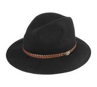 LIPODO Outdoor Traveller Cappello Traveller Feltro di Lana Fascia in Similpelle Unicolore Made in Italy Unisex Autunno Inverno Nero 56 cm