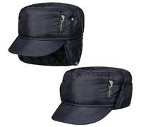LIPODO Piumino Armycap con copriorecchie Uomo - Berretto Idrorepellente Foderato - Berretto da Uomo in Cotone - Cappellino Autunno/Inverno - Cappellino Invernale Blu Scuro M (56-57 cm)