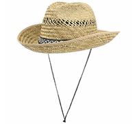 LIPODO Cappello di Paglia Texas con Sottogola Donna/Uomo - Made in Italy Estivo da Sole Estate Primavera/Estate - L (58-59 cm) Natura