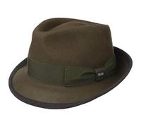 LIPODO The Classic Cappello Trilby Feltro di Lana unicolore Fascia Decorativa Made in Italy Unisex Estate Inverno Oliva S (54-55 cm)