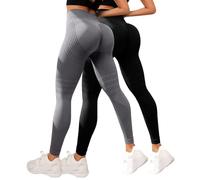 LipöDem - 2 leggings a compressione 3D, anti cellulite, da donna, a vita alta, push up, drenaggio linfatico, palestra, scrunch, sport, yoga, leggings da donna a 3/4, 01 grigio., M