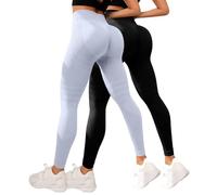 LipöDem - 2 leggings a compressione 3D, anti cellulite, da donna, a vita alta, push up, drenaggio linfatico, palestra, scrunch, sport, yoga, leggings da donna a 3/4, 01 bianco., M