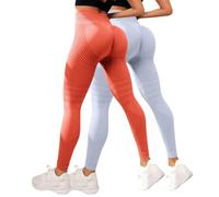 LipöDem - 2 leggings a compressione 3D, anti cellulite, da donna, a vita alta, push up, drenaggio linfatico, palestra, scrunch, sport, yoga, leggings da donna a 3/4, 01 arancione., XXL
