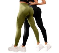 LipöDem - 2 leggings a compressione 3D, anti cellulite, da donna, a vita alta, push up, drenaggio linfatico, palestra, scrunch, sport, yoga, leggings da donna a 3/4, 01 verde., XXL