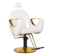 LipomA Sedia da Parrucchiere con Poggiatesta, Sedia da Parrucchiere Regolabile in Altezza, per Uomo E Donna, Stile Vintage retrò, in Ecopelle,Bianca