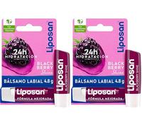Liposan Blackberry Shine (1 x 4,8 g), cacao per labbra profumate al lampone, balsamo idratante per labbra belle, morbide e succose (Confezione da 2)
