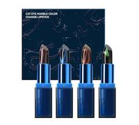 Lippenpflege,4 X Temperatur Katzenaugen Lippenstift - Temperaturwechsel 4er Set Mit Individuellem Farbeffekt | Feuchtigkeitsspendender Nicht Klebender Lippenstift Mit Schimmer Für Natürlich