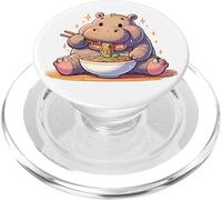 L'ippopotamo carino mangia le tagliatelle di ramen Hippos PopSockets PopGrip per MagSafe