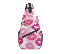 Lips Hearts Sling Bag Crossbody Sling Backpack Chest Bag Daypack Travel Hiking Shoulder Bag for Men Women