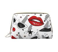 Lips High Heels Leather Hand Held Zipper Makeup Bag Storage Bag per oggetti vari Portapenne, bianco, Taglia unica
