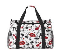 Lips tacchi alti stampa grande capacità mano Carry Bag per le donne pieghevole Carry On Tote per viaggi in aereo