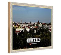 Lipsia | Germania | Targa in legno | Vista cittadina | 40 cm x 30 cm