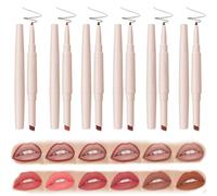 Lipstick a doppia testa 2 in 1, waterproof 24 ore Nude Lipstick and Lip Liners Combo Lipliner, set per labbra da donna, Long Last Matte Lipstick, Creamy Lip Pencil (colore: 6 pezzi, dimensioni: 1)