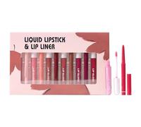 Lipstick and Lip Liner Set, Liquid Lipstick Set, Waterproof Lip Liner and Lipstick Set, Liquid Lipstick Collection, Non-Stick Lip Makeup, 6 Lip Liners + 6 Lipsticks for Beauty and Long Lasting Wear