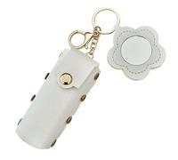 Lipstick Holder Keychain, Pu Leather Lipstick Case, 6.49inch Compact Heavy Duty Design Fashionable Makeup Storage Organizer, Portable Lipbalm Cosmetic Purse for Women and Travel