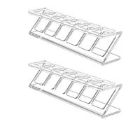 Lipstick Holder Organizer - Acrylic 6 Slot Z Shape Makeup Rack | Cosmetic Storage Stand - Clear 2 Pack Compact Vanity Display | Countertop Case | For Dorm Bathroom Travel