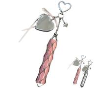 Lipstick Holder Stainless, Chic Lip Gloss Holder with Mirror, 2 in 1 Lipstick Holders for Purse, Keychain Lip Balm Case, Small Crystal Lipstick Storage Bag, A forma di cuore, Taglia unica