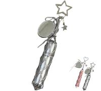 Lipstick Holder Stainless, Chic Lip Gloss Holder with Mirror, 2 in 1 Lipstick Holders for Purse, Keychain Lip Balm Case, Small Crystal Lipstick Storage Bag, Star Shape, taglia unica