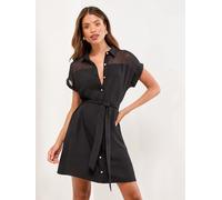Lipsy Abito camicia con cintura e inserti in rete Lipsy Mini 36 Nero