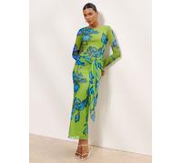 Lipsy Abito lungo a maniche lunghe con nodo frontale in rete di Lipsy 36 verde