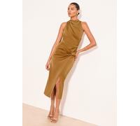 Lipsy Abito midi aderente con scollo a barca e fascia in raso Lipsy 34 Oro