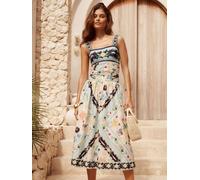 Lipsy Abito midi in cotone con stampa a sciarpa Lipsy 40 blu