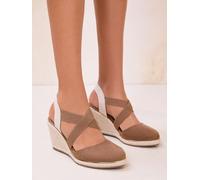 Lipsy Espadrillas con Zeppe medie, punta chiusa e cinturino elastico incrociato, in Pelle scamosciata sintetica, di Lipsy. eu37 Marrone