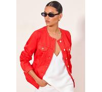 lipsy Giacca di jeans Lipsy senza colletto con vita stretta 34 rosso
