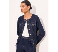 Lipsy Giacca di jeans Lipsy senza colletto con vita stretta 46 blu