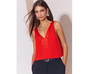 Lipsy Gilet con zip Lipsy in chiffon e raso misto 40 rosso