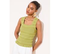Lipsy Gilet in maglia a coste con bottoni e dettagli a volant Lipsy 46 verde