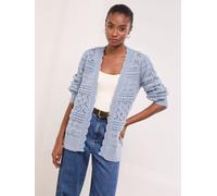 lipsy Lipsy Blue Scallop Pointelle Stitch Longline Knit Cardigan 42 blu