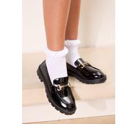 Lipsy Lipsy Chunky Snaffle Detail Cleated Slip On Scarpe da scuola Mocassini uk3eu355 Nero