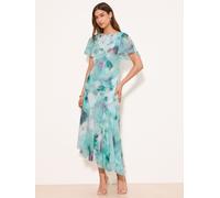 lipsy Lipsy Light Blue Printed Tie Waist Short Sleeve Midi Dress 34 blu