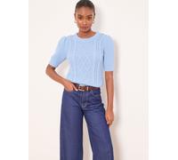 Lipsy Lipsy Light Blue Supersoft Crew Neck Short Sleeve Buttoned Cable Knit Top 36 blu