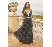 Lipsy Lipsy Navy Blue Polka Dot V-Neck Maxi Dress 44 blu