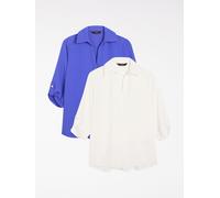 Lipsy Lipsy Scollo a V 3/4 Sleeve Collared Blouse 2 Pack 36 Bianco