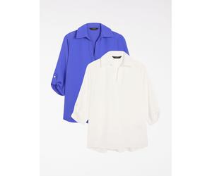 Lipsy Lipsy Scollo a V 3/4 Sleeve Collared Blouse 2 Pack 40 Bianco