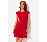 Lipsy Mini vestito Lipsy con orlo a pieghe e bottoni oro 38 rosso